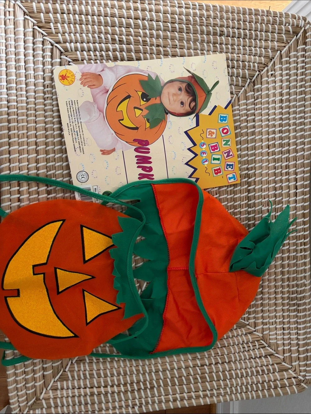Orange Pumpkin Kids Costume Hat and bib